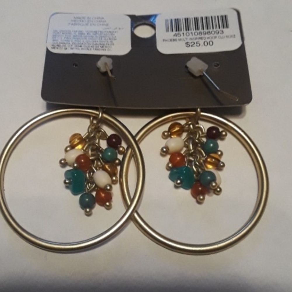 Sleek Multi-Color Cluster Hoop Earrings - Picture 7 of 9